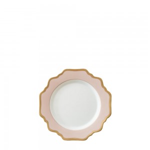 Wholesale pink sun flower gold rim bone china ceramic charger plates para sa kasal