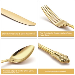 Luxury 304 Stainless Steel Gold Royal Flatware Set
