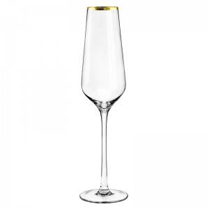 גביע זכוכית יין זכוכית שמפניה קריסטל שקוף עם מסגרת זהב