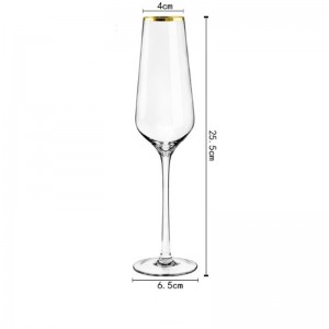 Prozirna kristalna čaša za šampanjac staklena čaša sa zlatnim okvirom