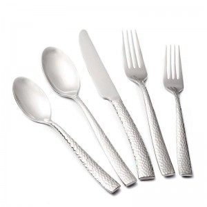 High Quality Stainless Steel Shiny Silver Hammered Flatware Set