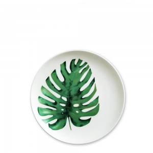 Grüne Blätter Bone China Keramikteller Abendessen Salatteller für Hochzeit