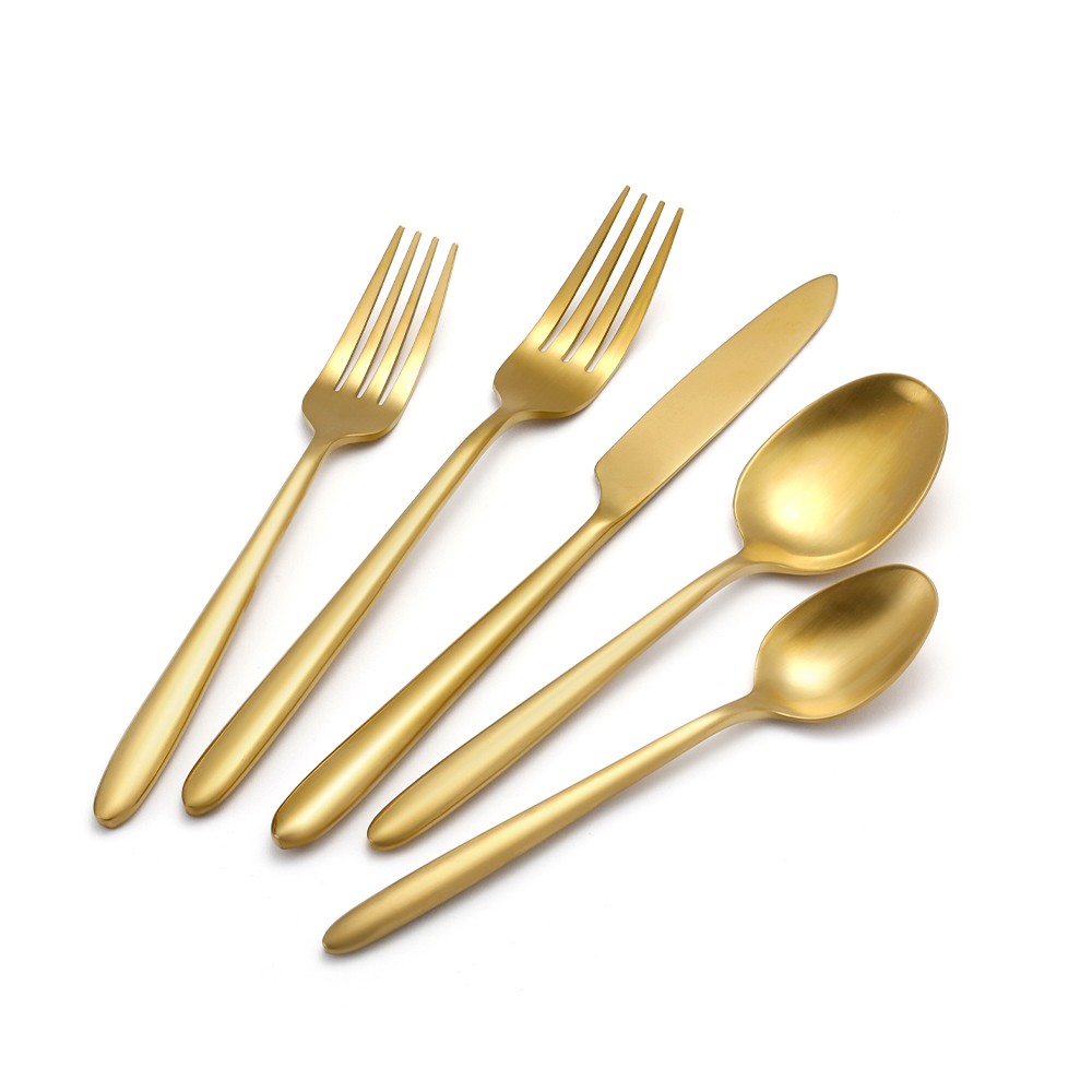 Manufactur standard Heavy Stainless Steel Flatware - High Quality Morden Stainless Steel Matte Finished Gold Flatware Set – Liou