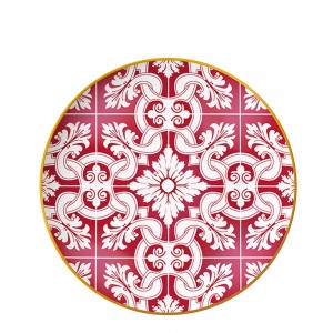 Žhavý výprodej červený svatební nabíječka talíř zlatý ráfek kostní porcelán talíře