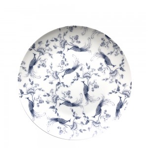Hot selling peacock pattern bone china plates for wedding hotel party