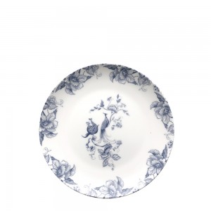 Hot selling peacock pattern bone china plates for wedding hotel party
