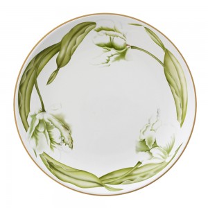 Pea flower pattern bone china ceramic charger plates para sa kasal