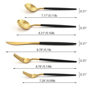 Wholesale 1810 Stainless Steel Black and Matte Gold Two Tone Silverware Set