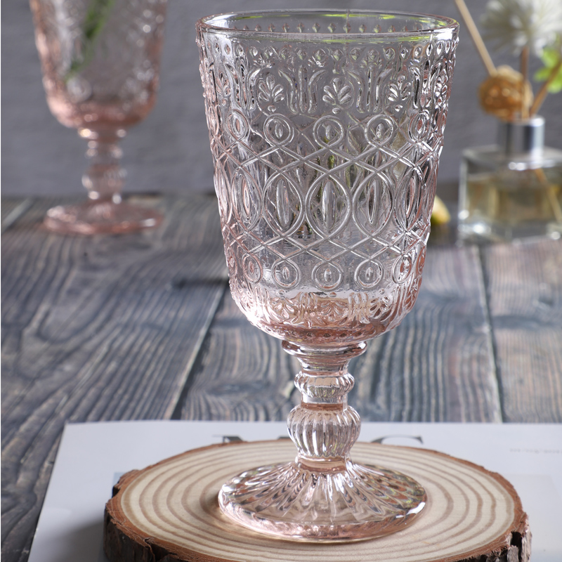 Wholesale Price Etched Wine Glasses - Wholesale auspicious cloud relief pattern colored crystal wine glass cup – Liou