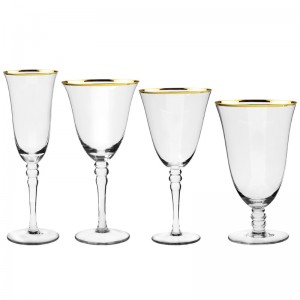Venda a l'engròs d'or transparent copa de vi aigua beure copa de vidre de xampany