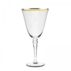 Wholesale clear gold rim wine glass water drinking champagne glassware goblet