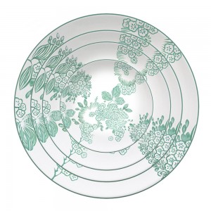 Wholesale green flower wedding decoration bone china plates sets