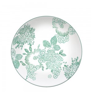 Wholesale green flower wedding decoration bone china plates sets