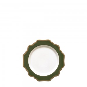 Engros militærgrøn solblomst guldkant benporcelæn keramiske opladerplader til bryllup