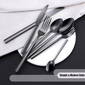High Quality Stainless Steel Black Flatware Set Custom Wedding Hotel Cutlery Set