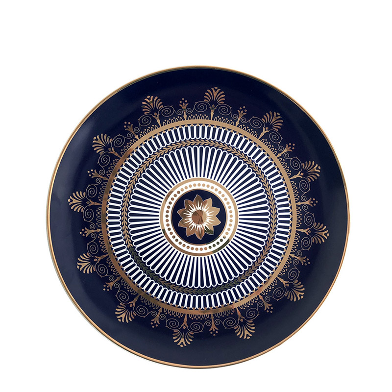 professional factory for Ceramic Dinner Plates Online - Gold rim ceramic bone china plate blue porcelain dinnerware plates – Liou