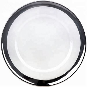 Clear 13 inch wide gold rim glass charger plates for wedding