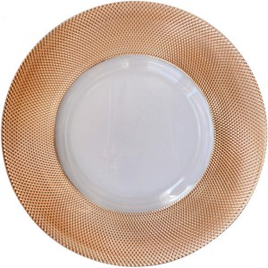 Diamond mesh edges gold charger dinner plates for wedding