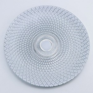 Vidro de deseño de reixa radial de diamante baixo placas placa de cargador de decoración de vodas