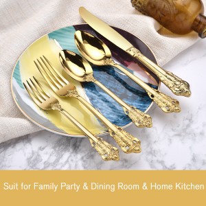 Luxury 304 Stainless Steel Gold Royal Flatware Set
