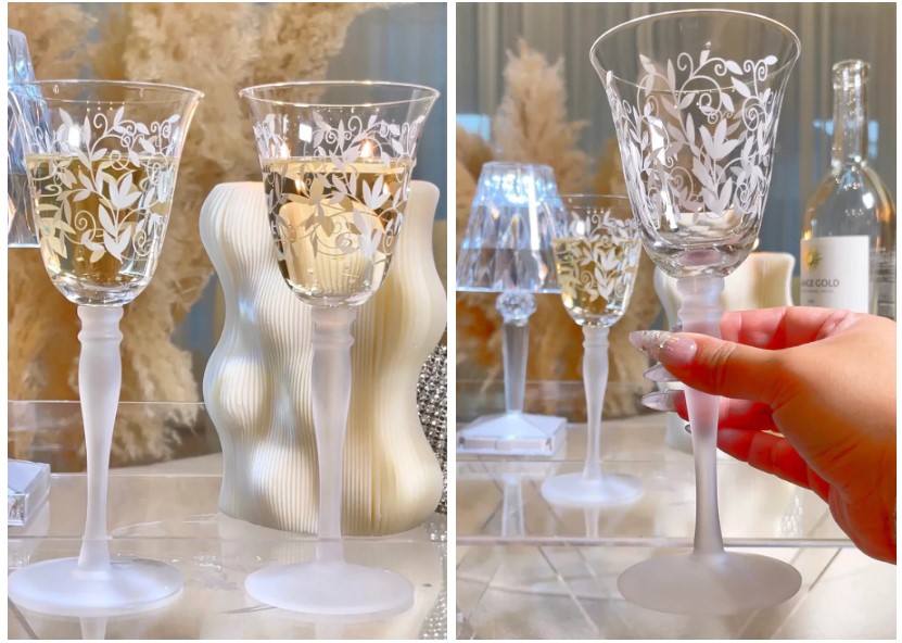 NEW ARRIVAL EMBOSSED FLORAL GLASS CUP