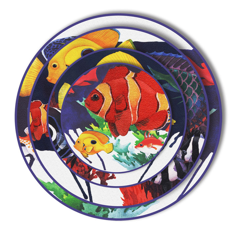 Factory selling Unbreakable Ceramic Plates - Custom tropical fish pattern ceramic wedding bone china plate set – Liou