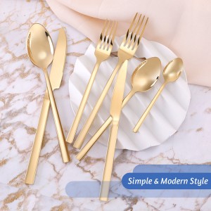 Wholesale Hand Forged Gold Silverware Set Stainless Steel Flatware Set
