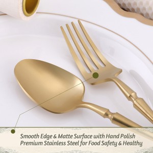 Luxury 1810 Stainless Steel Flatware Matte Gold Silverware Set