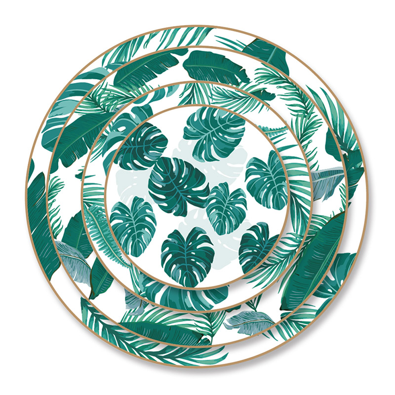 Discountable price Ceramic Plates Set Of 6 - Hot sale matte gold rimmed green porcelain plate wedding bone china ceramic plate set – Liou