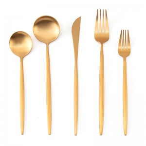 Kutengesa Kupisa 1810 Cutlery Stainless Steel Matte Gold Wedding Flatware Set
