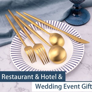 Hot Sale 1810 Cutlery Stainless Steel Matte Gold Wedding Flatware Set