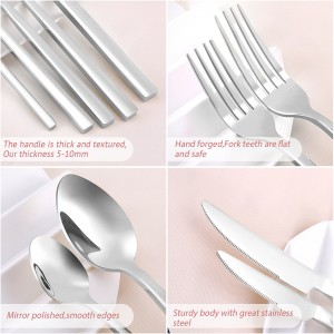 Mirror Pollakk Restaurant tieġ Flatware Stainless Steel Silverware Set