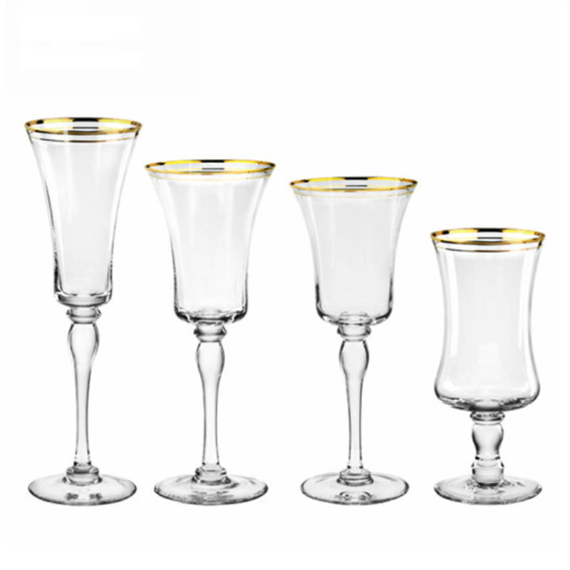 OEM Manufacturer Silver Cutlery Set - Double gold rimmed wine glasses champagne water red wine glass goblet – Liou
