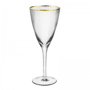 Wholesale gold rim champagne goblet wedding wine glass cup