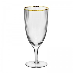 Wholesale gold rim champagne goblet wedding wine glass cup