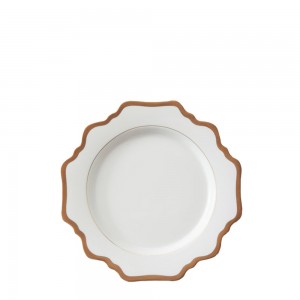 Wholesale rose gold rimmed sun flower bone china ceramic charger plates for wedding