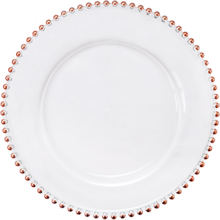 Factory selling Unbreakable Ceramic Plates - High quality silver beaded wedding party glass dinner plate set – Liou