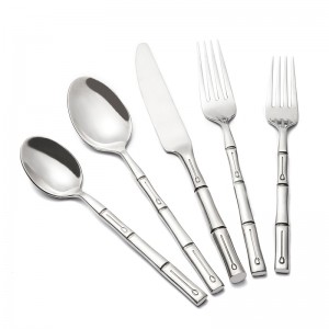 Hot Sale Stainless Steel Silver Bamboo Handle Flatware Set