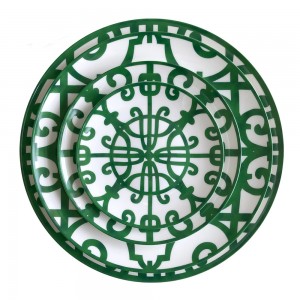 Vintage green Ironwork bone china ceramic plates for wedding