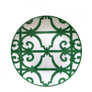 Vintage zeleni keramični krožniki iz kostnega porcelana Ironwork za poroko