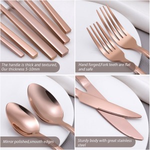 Rose Gold Stainless Steel Cutlery Set Wedding Knife Fork Spoon Flatware Set