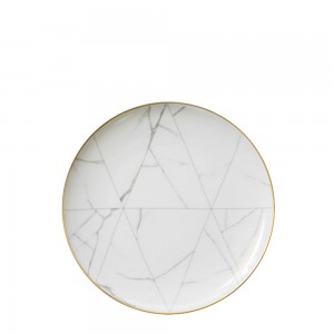 Wholesale white marble style bone china plates for wedding hotel