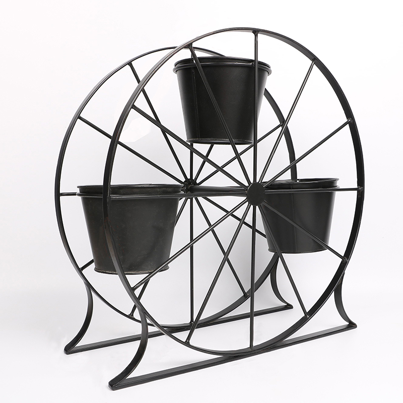 Ferris Wheel 3 Pots Metal Plant Stand Flower Pot Holder for Home Garden Patio and Balcony Featured Image