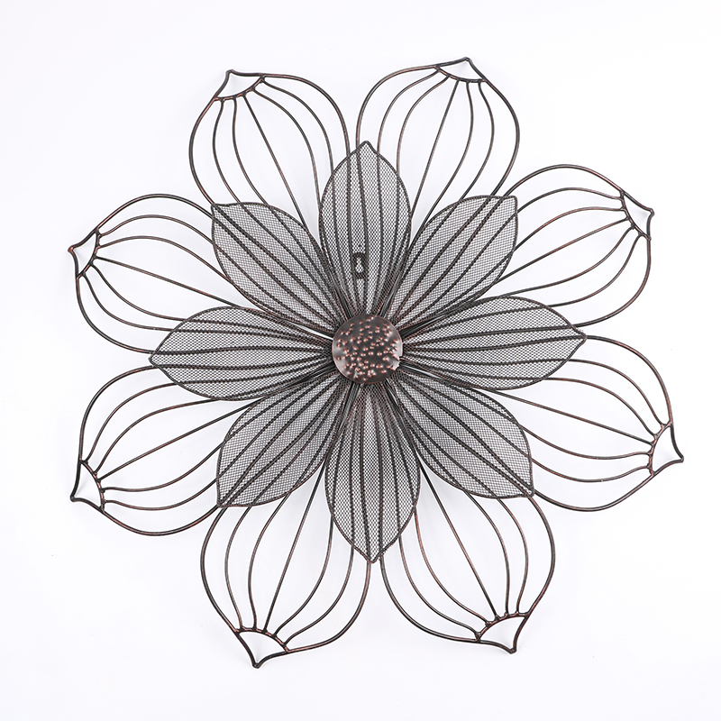 Modern Wire Flower Wall Art Deco 23.5 Inch Round 2-layers Petal Wall Plaque Featured Image
