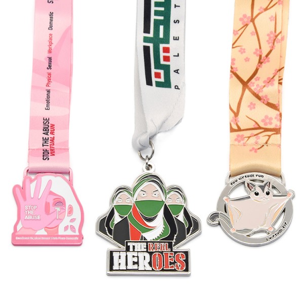 Golden Supplier China Custom Spray Painted Soft Enamel Medals With Sublimation Ribbon