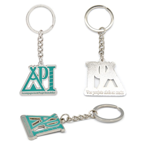 Personal zinc alloy custom own logo key chain metal engraved soft enamel keychain