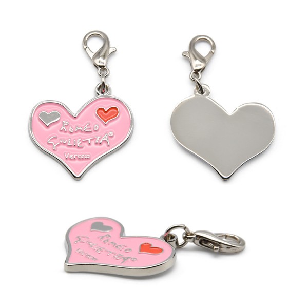 Customized Design Heart Shape Metal Alloy Key Rings Chain Buckles With Charm