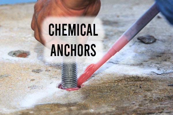 Different types of chemical anchors used in structures