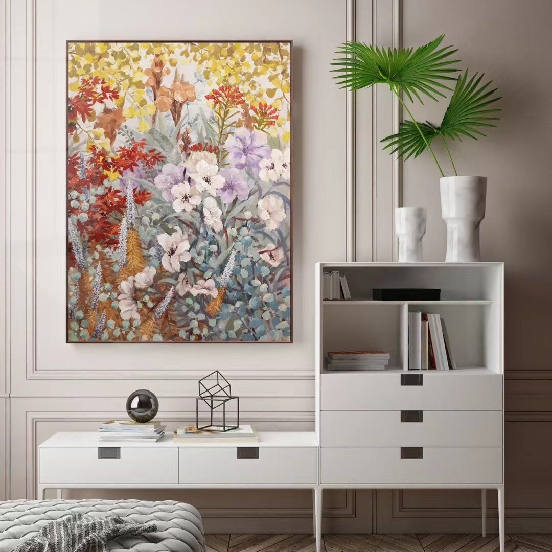 Original Hand Painted Colorful Flower Poster Canvas Art (1)