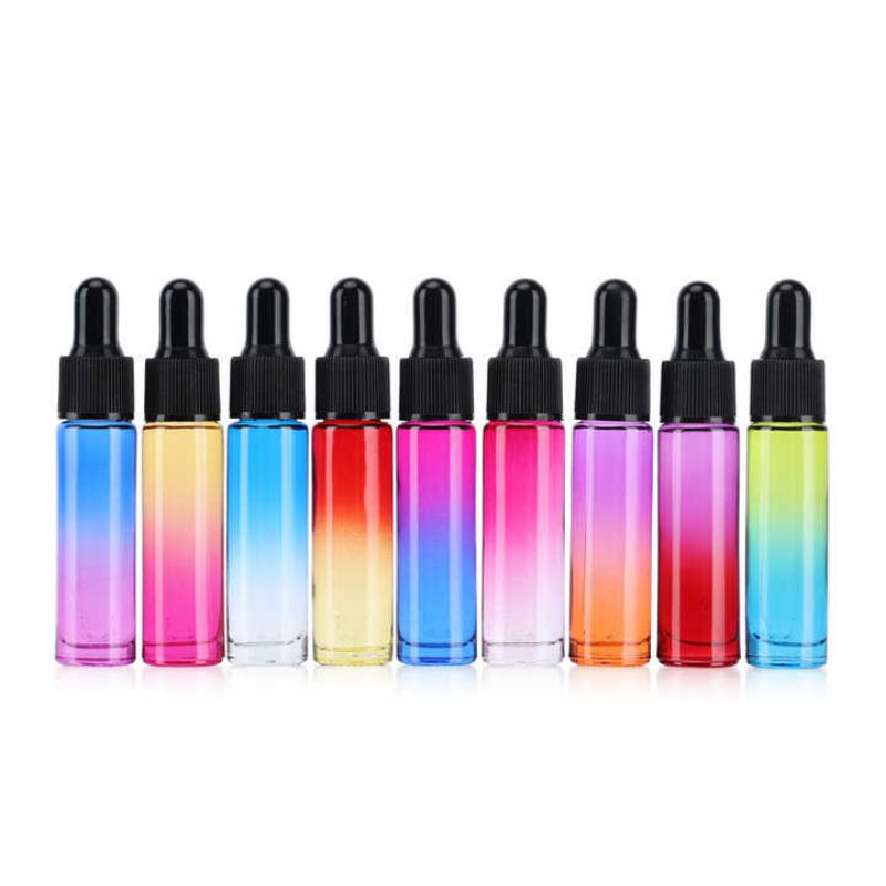 colorful gradient tube essential oil glass dropper bottle